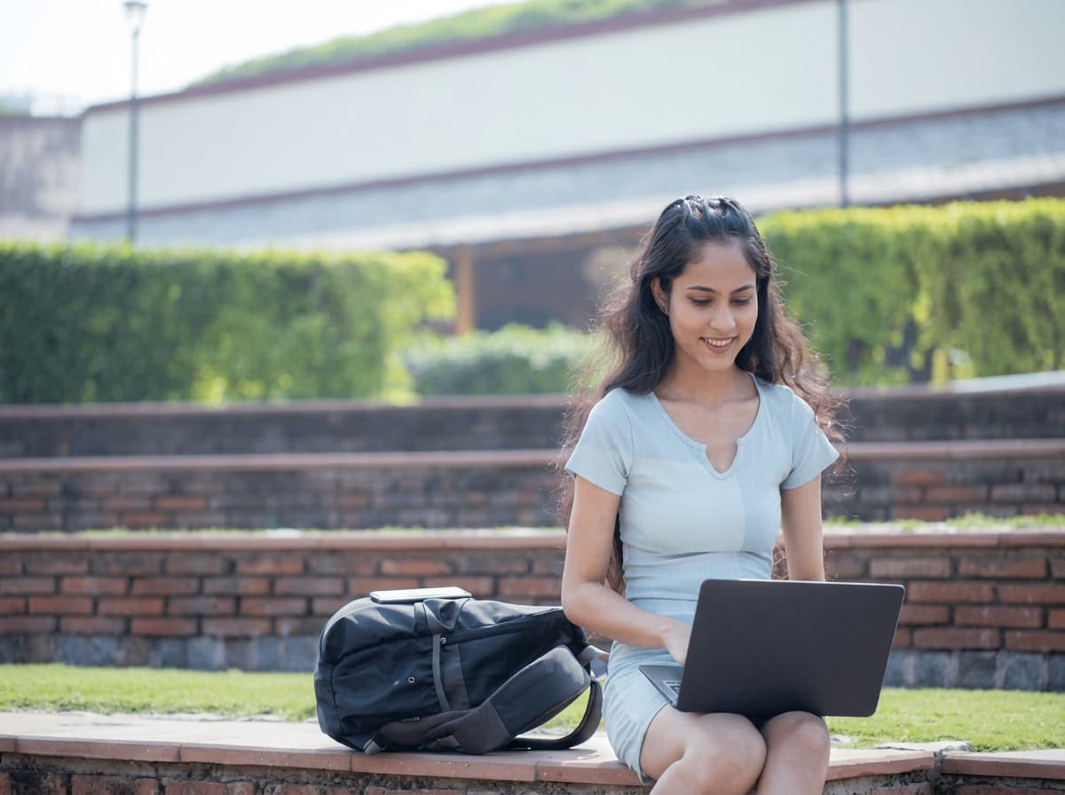 A student comparing alternative study abroad destinations on a laptop.